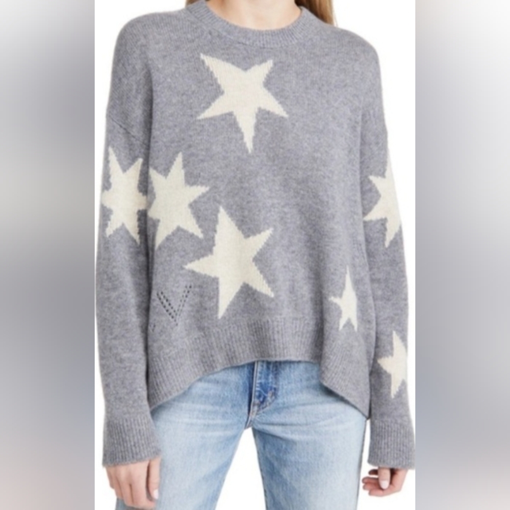 Zadig & Voltaire 100% Cashmere Gray Star Sweater